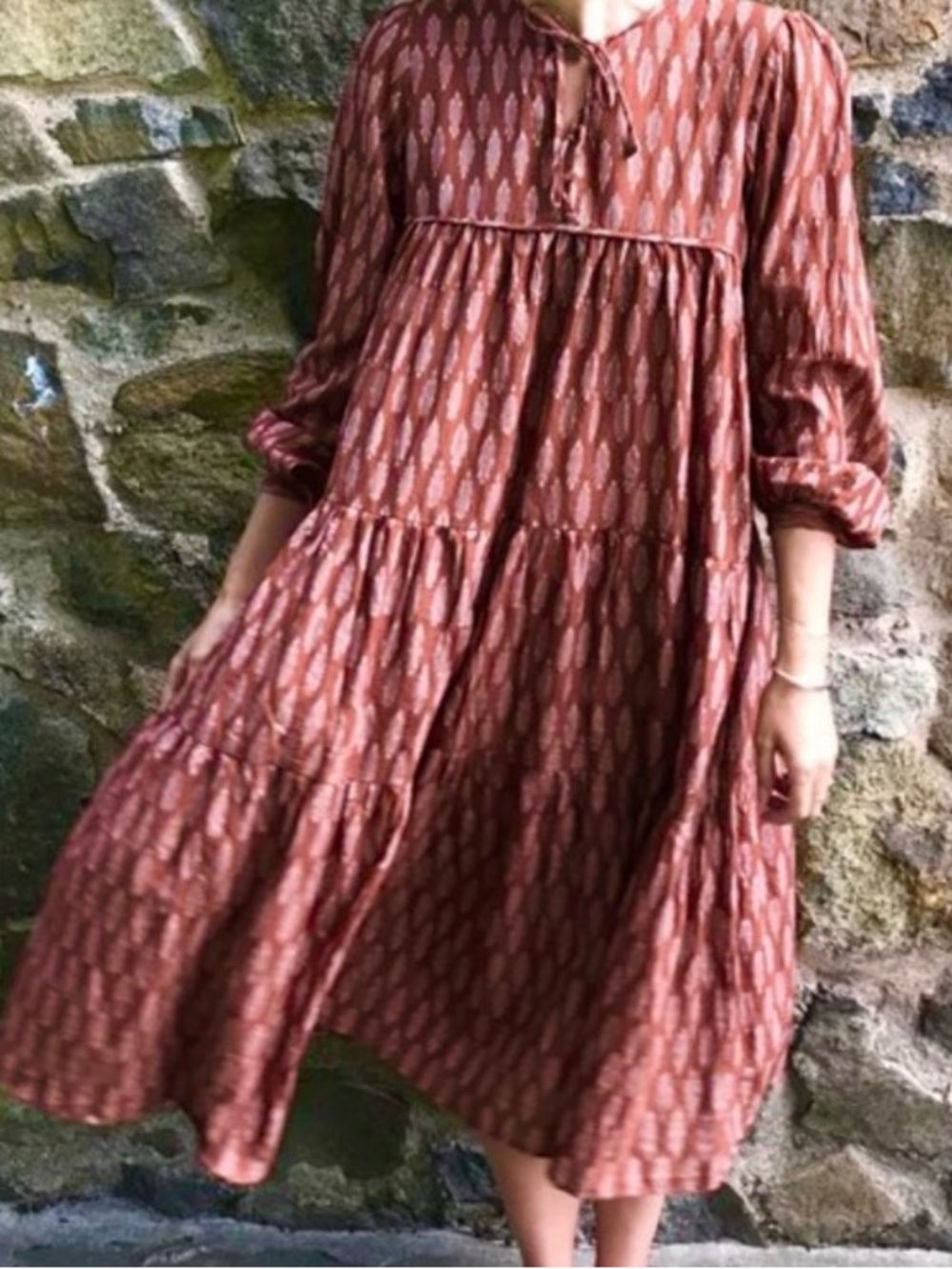 NWOT Matta NY Yamini Kat Rust Lozenge Midi Dress Size M (or S)